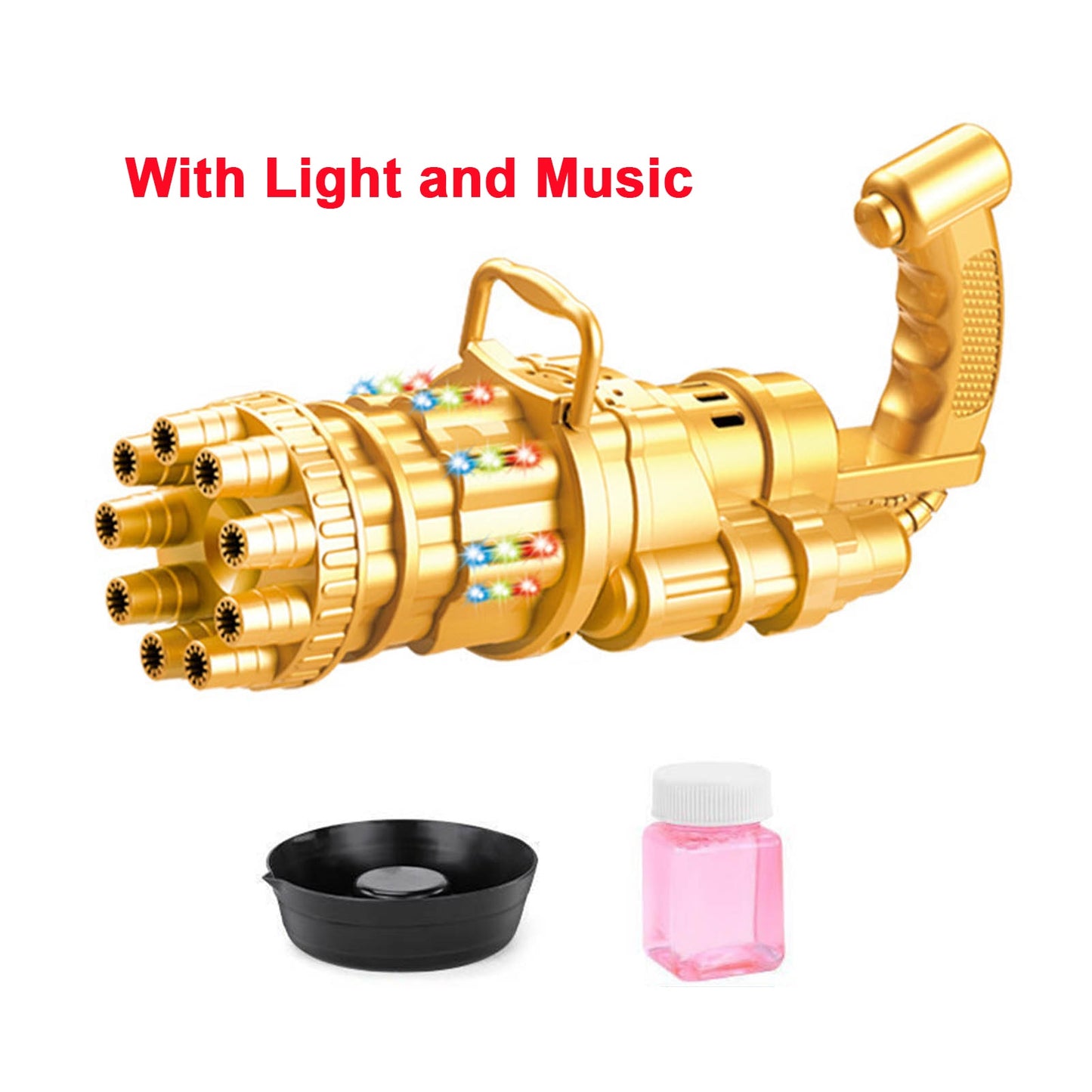 Electric Bubble Machine Black Gold Gold Gatling Bubble Gun Children Automatic Bubble Blowing Toy Gun Fan Combo Function