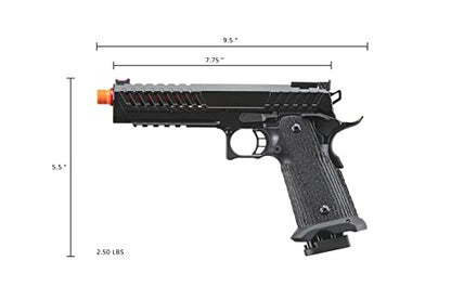 Lancer Tactical Knightshade Hi-Capa Gas Blowback Airsoft Pistol Lightweight Full Metal Slide High FPS Color: Black / Gold