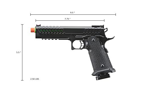 Lancer Tactical Knightshade Hi-Capa Gas Blowback Airsoft Pistol Lightweight Full Metal Slide High FPS Color: Black / Gold