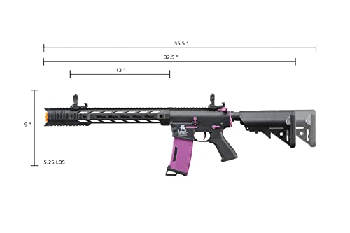 Lancer Tactical Gen 2 Airsoft M4 SPR Interceptor AEG Polymer - Electric Full/Semi-Auto, 1000 Rounds Bag of 0.20g BBS, Battery& Charger Included, Color Purple Polymer