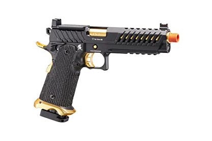 Lancer Tactical Knightshade Hi-Capa Gas Blowback Airsoft Pistol Lightweight Full Metal Slide High FPS Color: Black / Gold