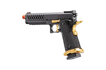 Lancer Tactical Knightshade Hi-Capa Gas Blowback Airsoft Pistol Lightweight Full Metal Slide High FPS Color: Black / Gold