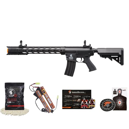 Lancer Tactical Gen 2 Airsoft M4 SPR Interceptor AEG Polymer - Electric Full/Semi-Auto, 1000 Rounds Bag of 0.20g BBS, Battery& Charger Included, Color Purple Polymer