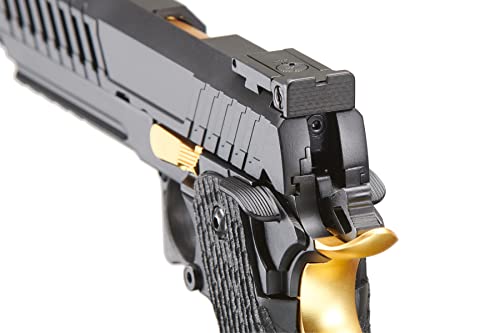 Lancer Tactical Knightshade Hi-Capa Gas Blowback Airsoft Pistol Lightweight Full Metal Slide High FPS Color: Black / Gold