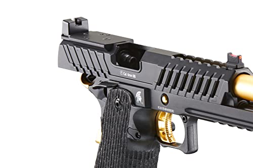 Lancer Tactical Knightshade Hi-Capa Gas Blowback Airsoft Pistol Lightweight Full Metal Slide High FPS Color: Black / Gold