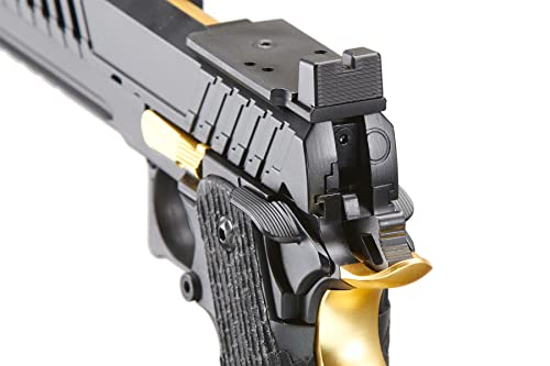 Lancer Tactical Knightshade Hi-Capa Gas Blowback Airsoft Pistol Lightweight Full Metal Slide High FPS Color: Black / Gold