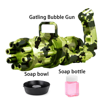 Electric Bubble Machine Black Gold Gold Gatling Bubble Gun Children Automatic Bubble Blowing Toy Gun Fan Combo Function