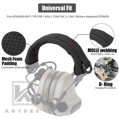 KRYDEX Modular Headphone Stand Protection Cover For HOWARD PELTOR Tactical Headband Earmuff Headset Stand MOLLE Protection Case