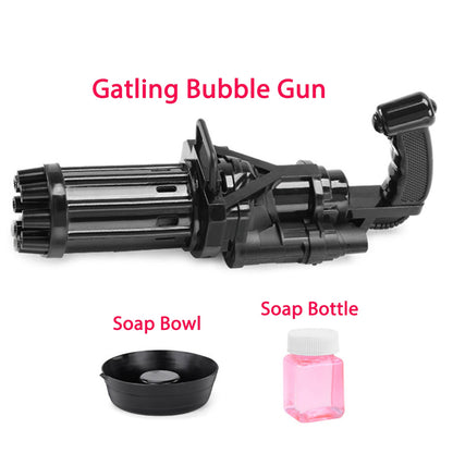 Electric Bubble Machine Black Gold Gold Gatling Bubble Gun Children Automatic Bubble Blowing Toy Gun Fan Combo Function